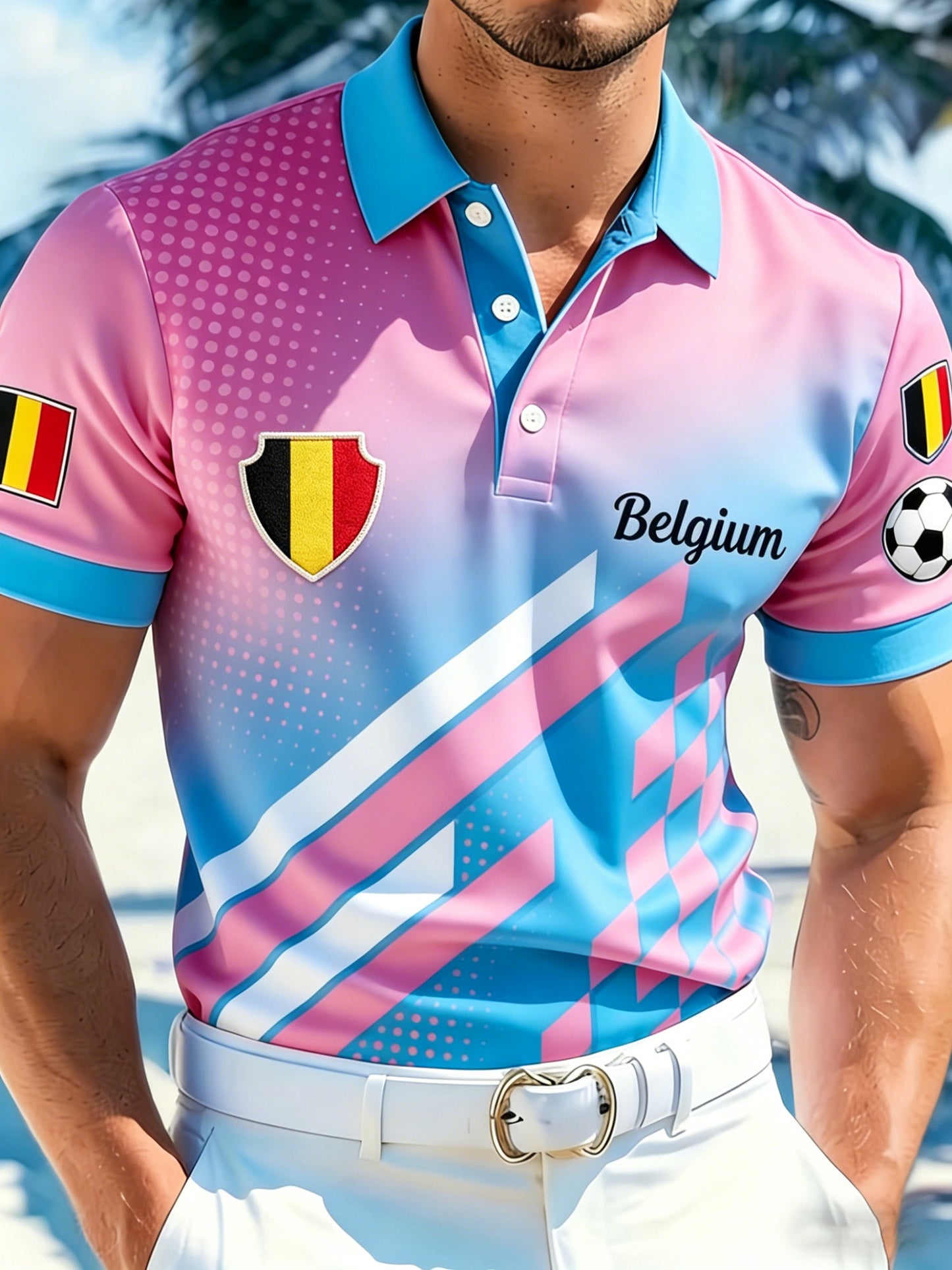 Polo de fan d'impression d'art de match de football de la Belgique des hommes