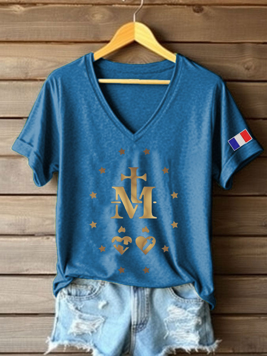 T-shirt imprimé catholique Saint-Cœur pour femmes