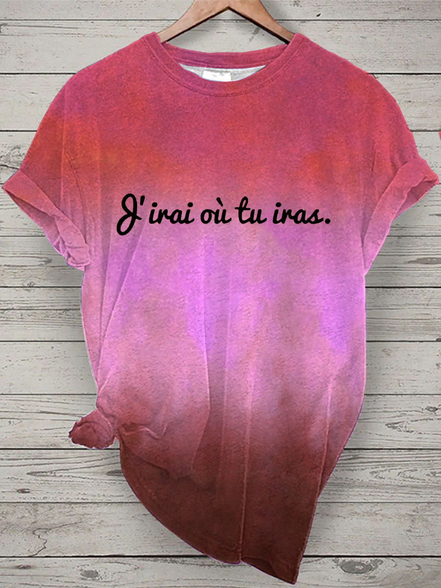 T-shirt à manches courtes J’irai Ou Tu Iras Femme Rose / S