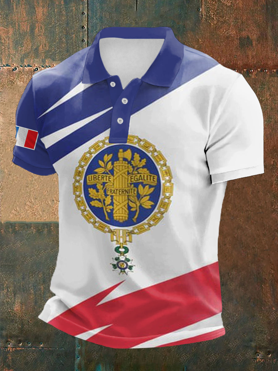 T-shirt à manches courtes imprimé drapeau France pour homme comme image / S