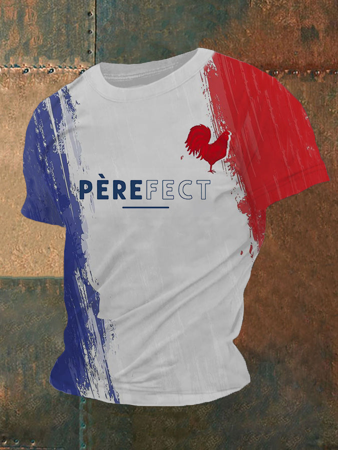 T-shirt à manches courtes imprimé à col en V pour hommes comme image / S