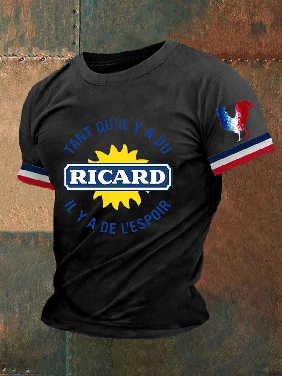 T-shirt imprimé à manches courtes Tant Qu’il Y A Du Ricard Homme Noir / S
