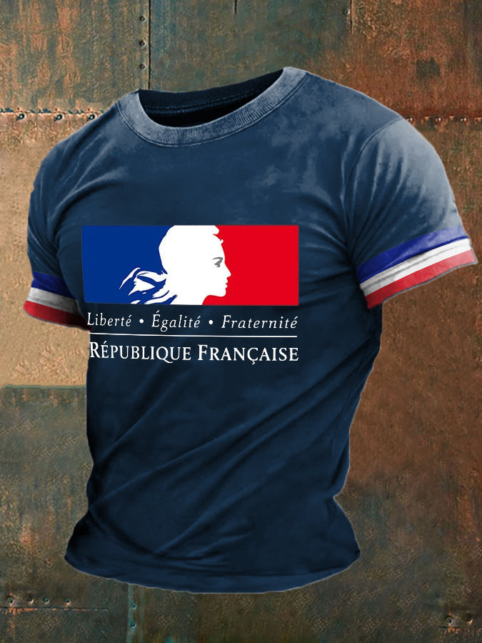 T-shirt imprimé France Liberty Equality Fraternity pour homme