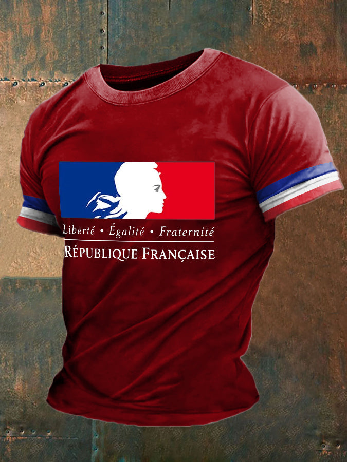 T-shirt imprimé France Liberty Equality Fraternity pour homme