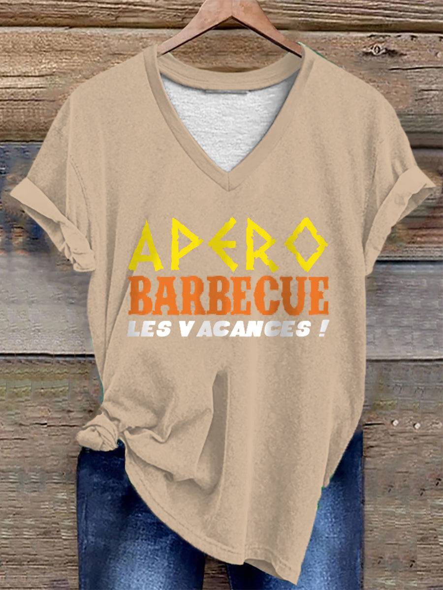 T-shirt Apéro barbecue les vacances pour femme