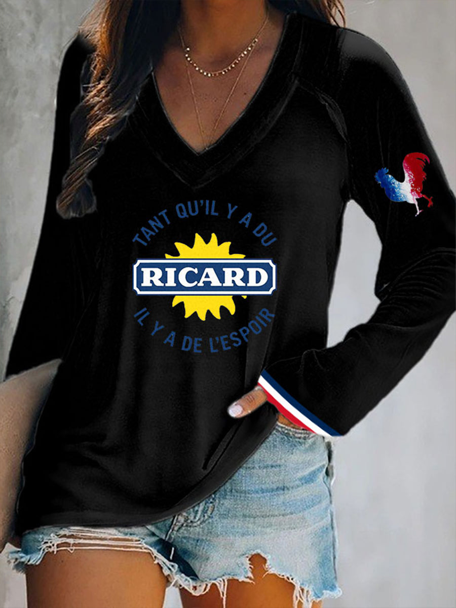 T-shirt à manches longues à col double couche Tant Qu'il Y A Du Ricard Femme