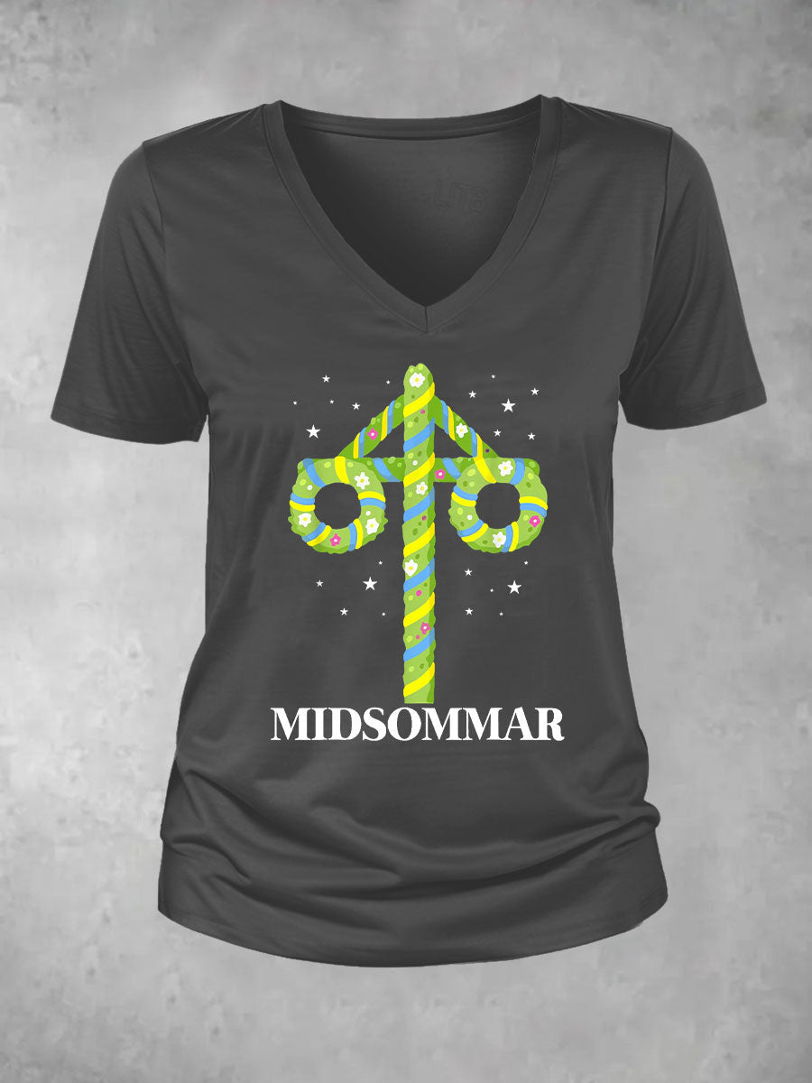 T-shirt décontracté imprimé Midsummer pour femmes