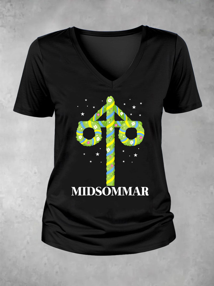 T-shirt décontracté imprimé Midsummer pour femmes