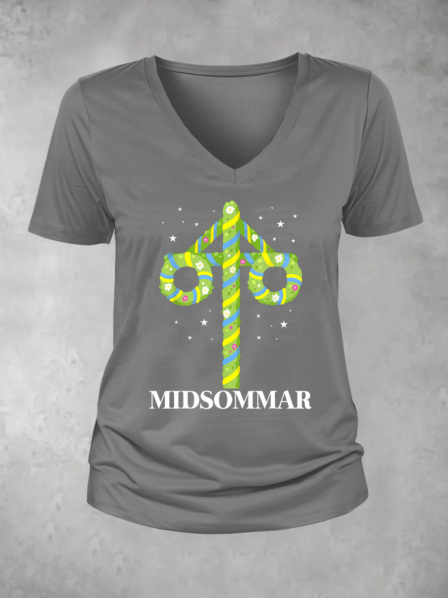 T-shirt décontracté imprimé Midsummer pour femmes