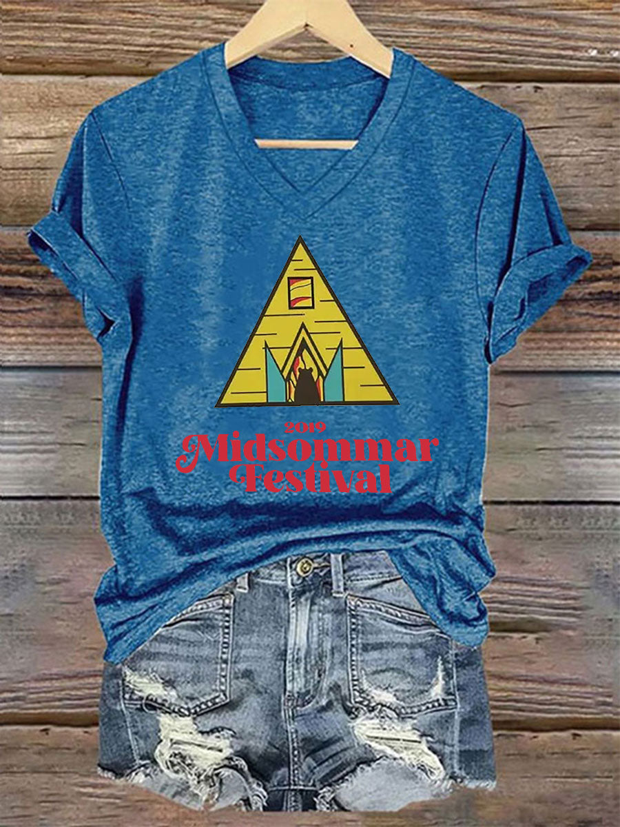 T-shirt décontracté imprimé Midsummer pour femmes