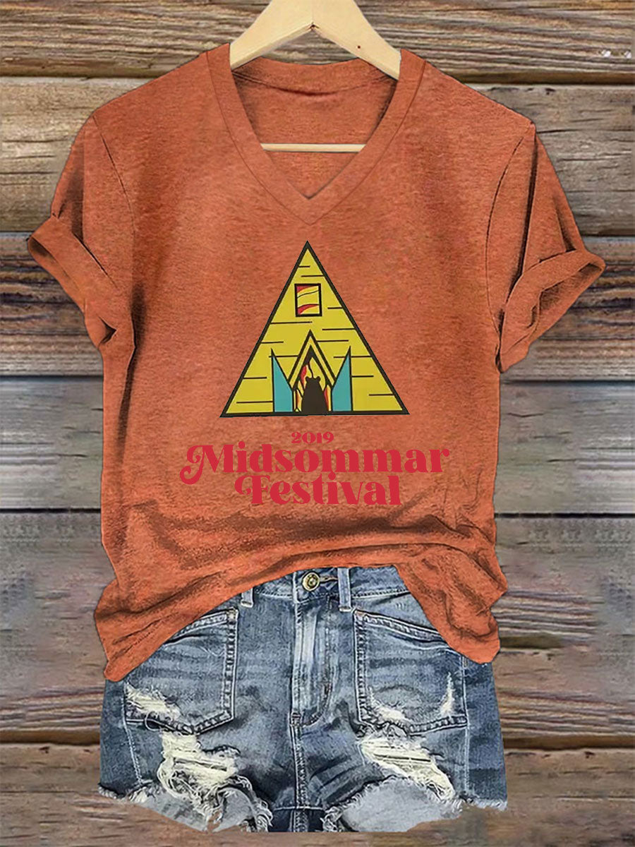 T-shirt décontracté imprimé Midsummer pour femmes