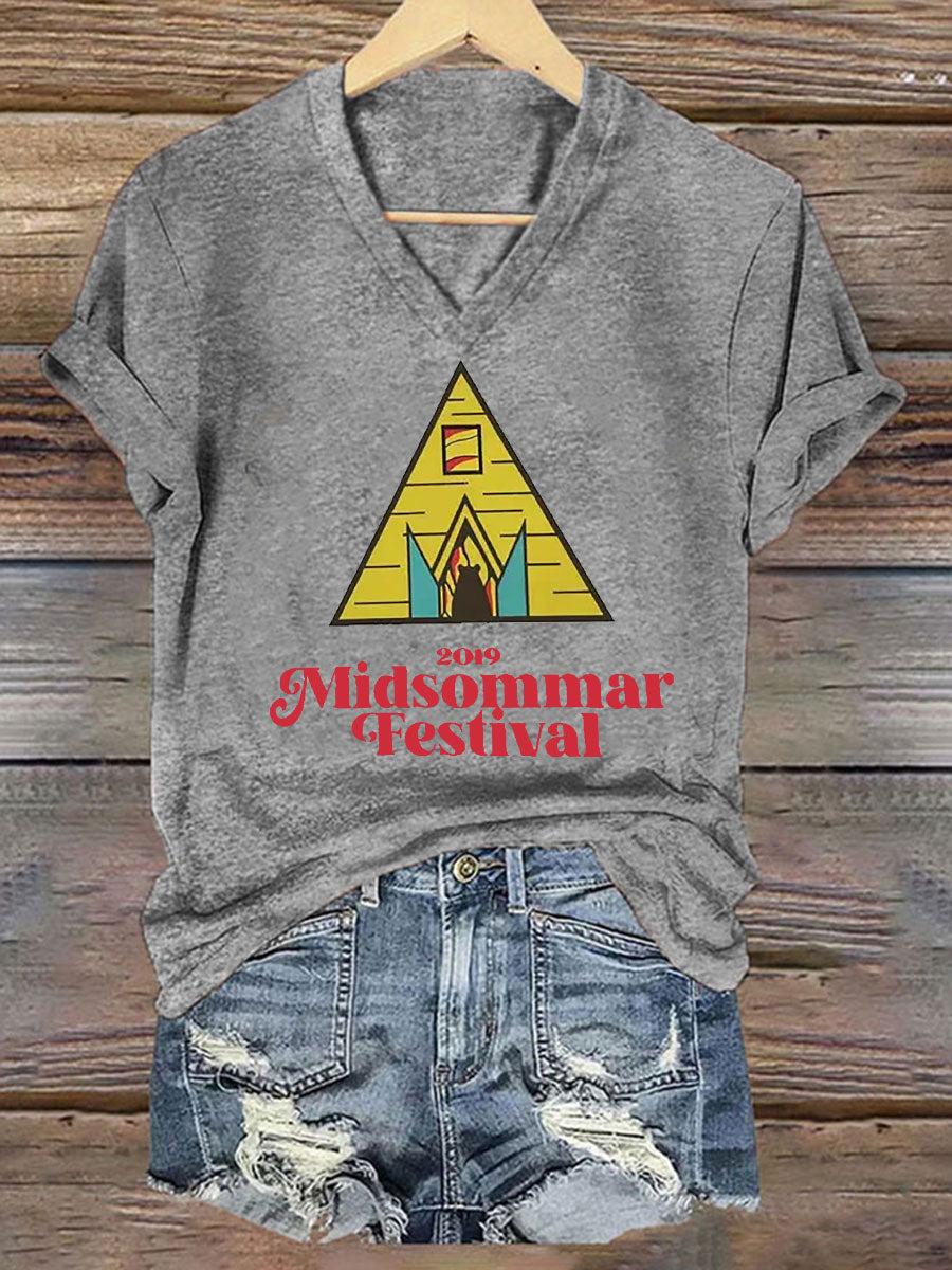 T-shirt décontracté imprimé Midsummer pour femmes