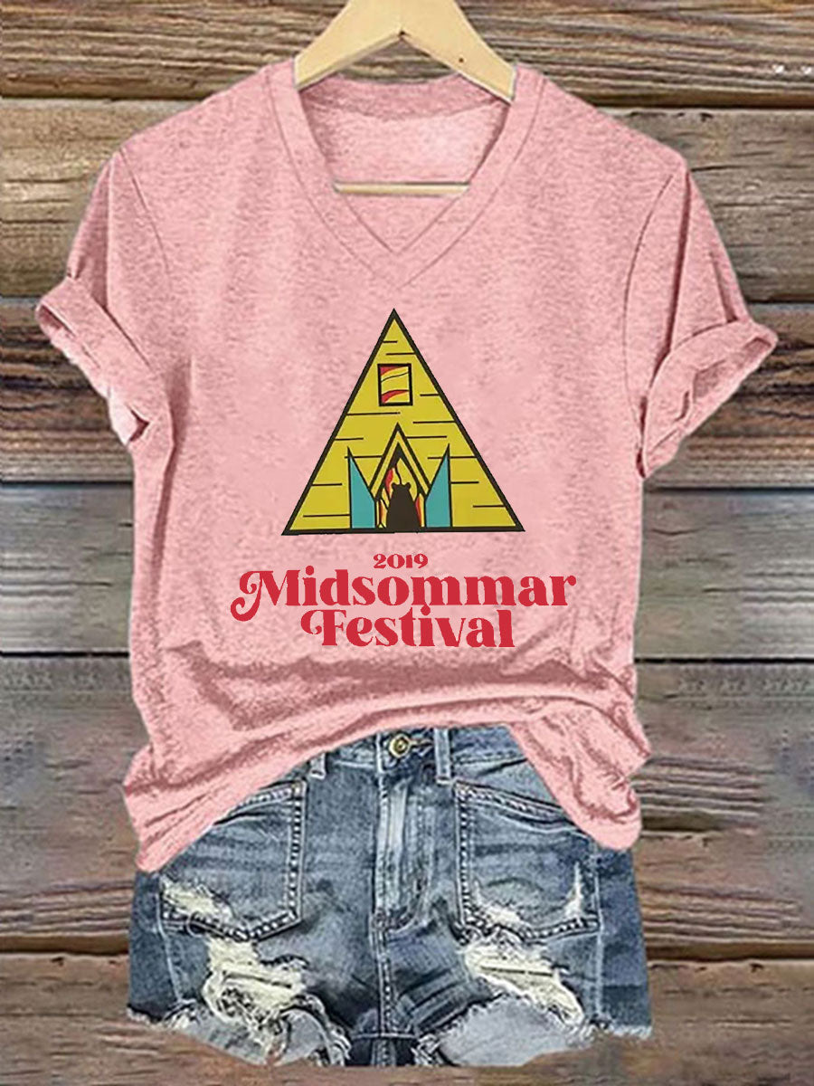 T-shirt décontracté imprimé Midsummer pour femmes