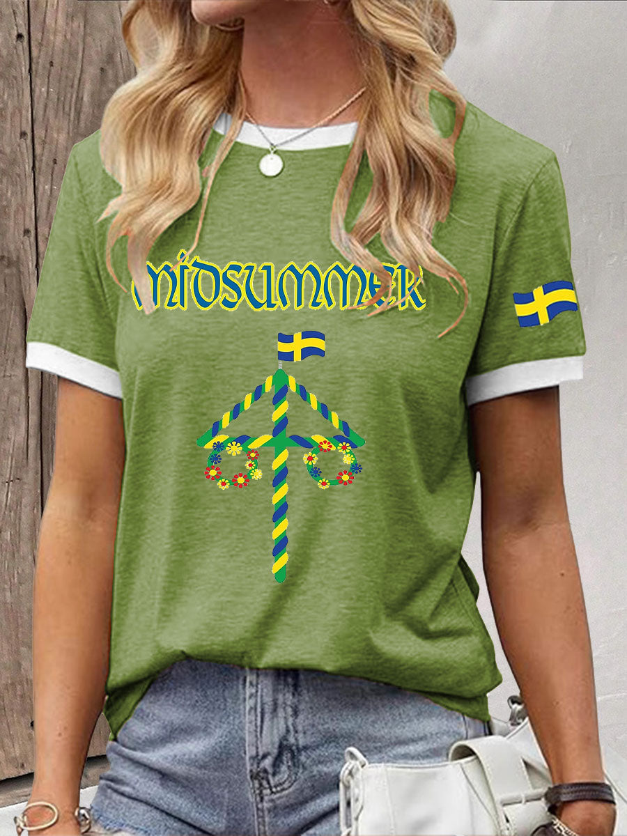 T-shirt décontracté imprimé Midsummer pour femmes