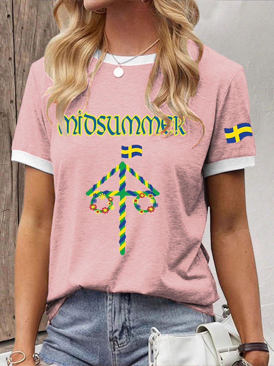T-shirt décontracté imprimé Midsummer pour femmes