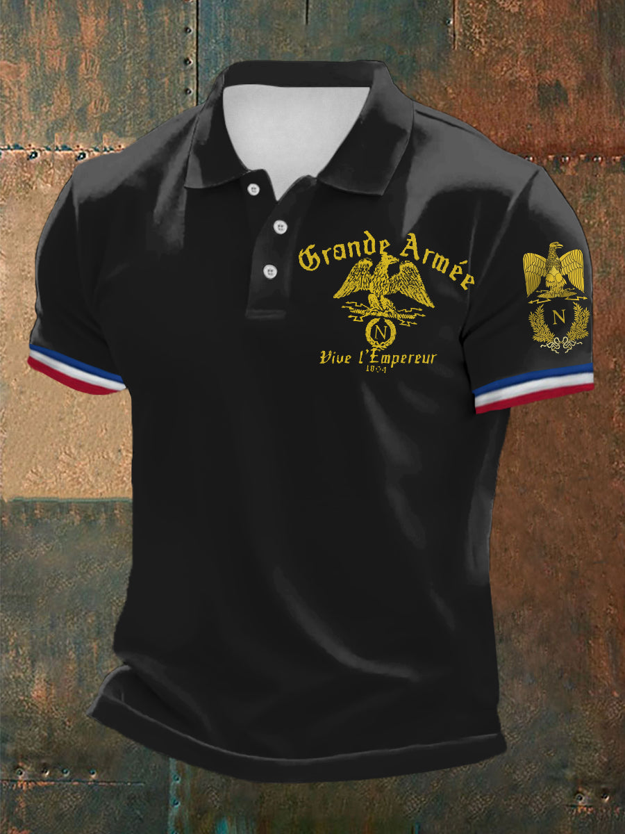 Polo à manches courtes imprimé Grande Armée Noir / S