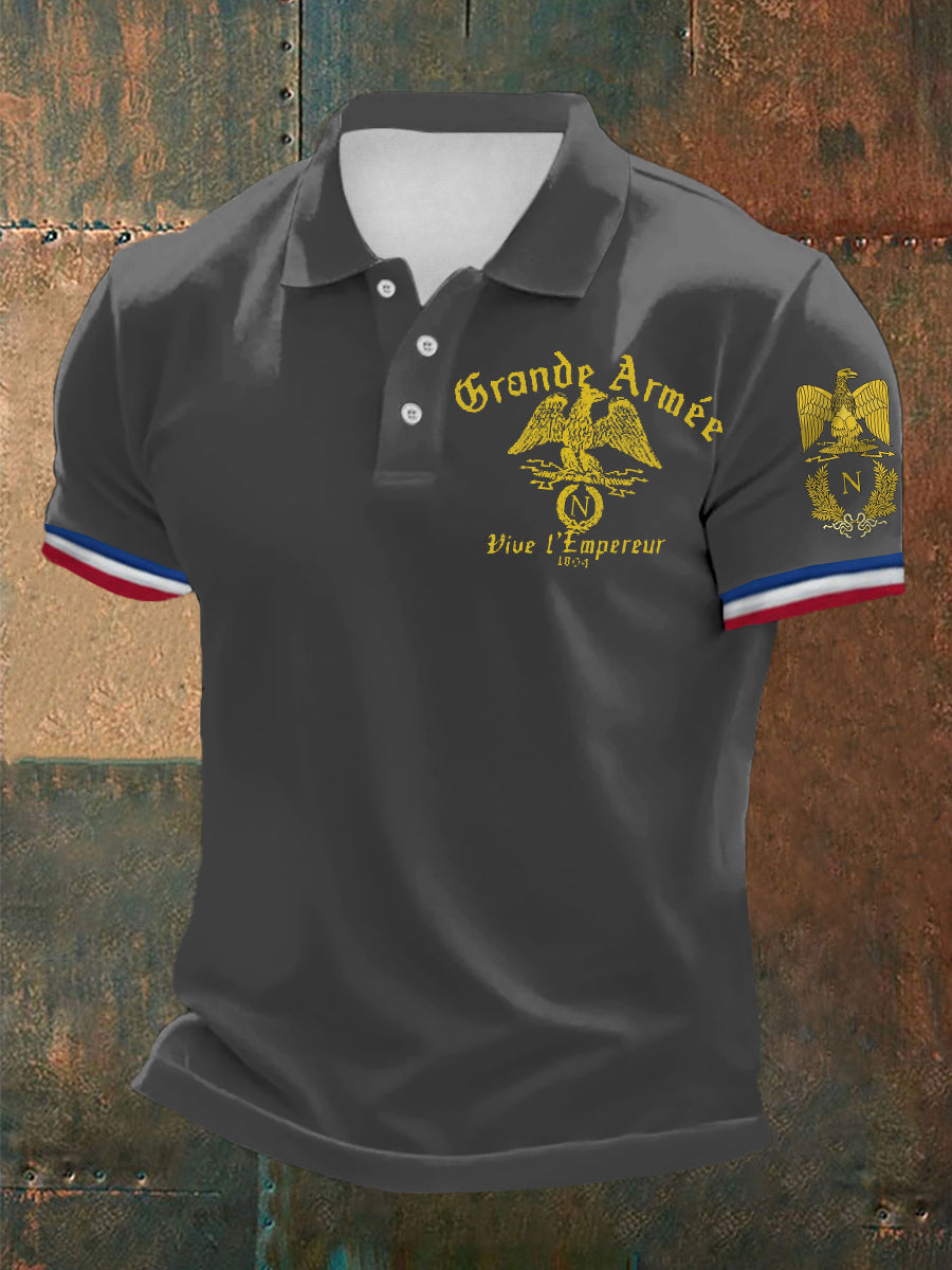 Polo à manches courtes imprimé Grande Armée Gris Foncé / S