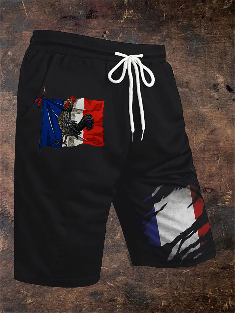 Short Le Coq gaulois Print Homme Noir / S