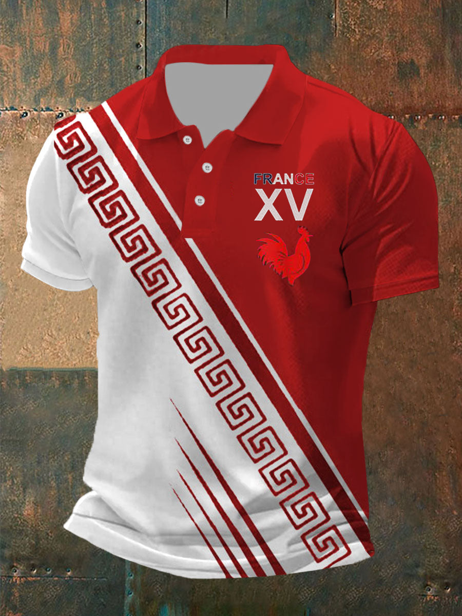 Polo imprimé France pour homme rouge / S