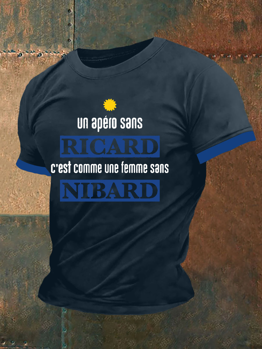 T-shirt à manches courtes Un Apero Sans Ricard C’est Comme Une Femme Sans Nibard pour homme Bleu Marine / S