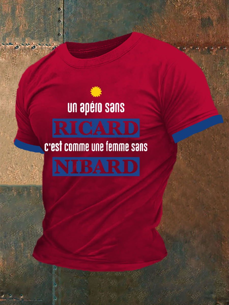 T-shirt à manches courtes Un Apero Sans Ricard C’est Comme Une Femme Sans Nibard pour homme Gris Foncé / S