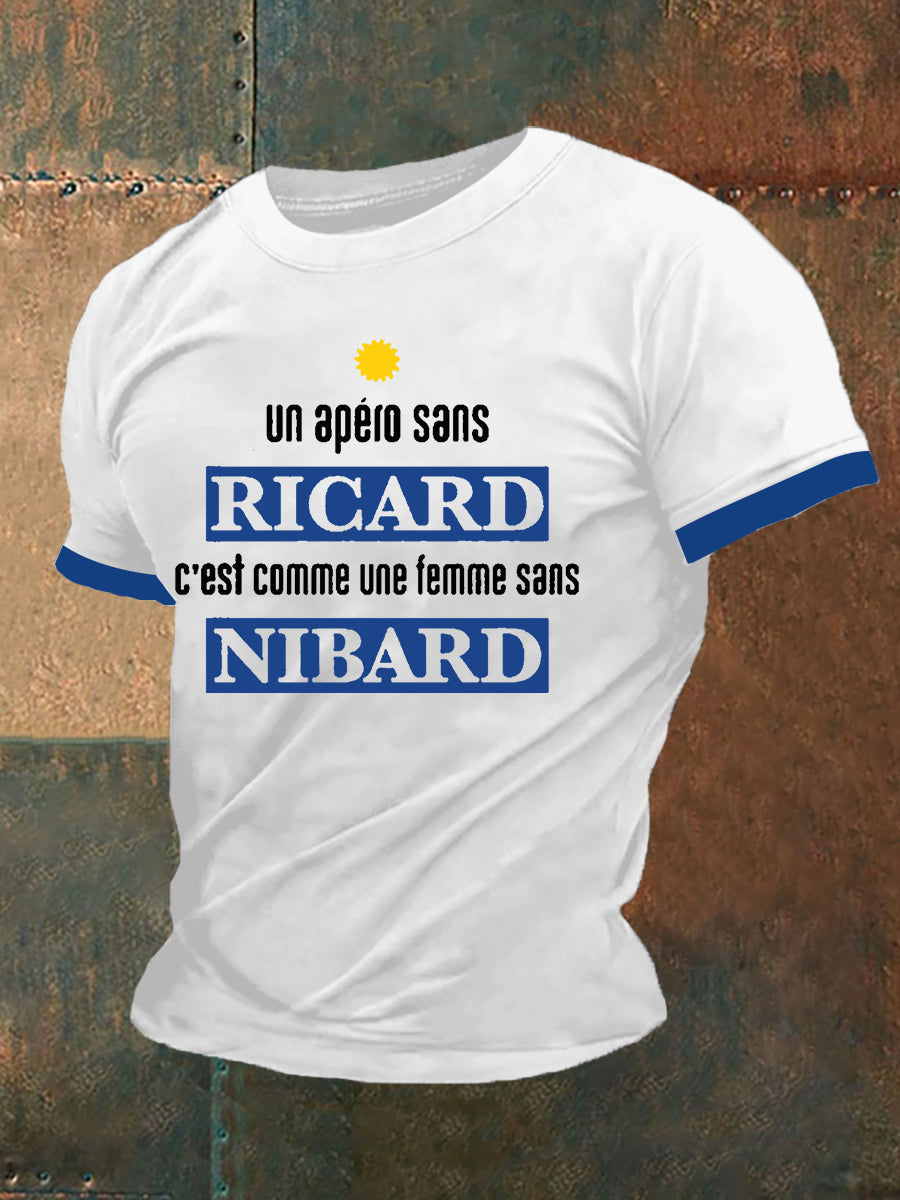 T-shirt à manches courtes Un Apero Sans Ricard C’est Comme Une Femme Sans Nibard pour homme Blanc / S