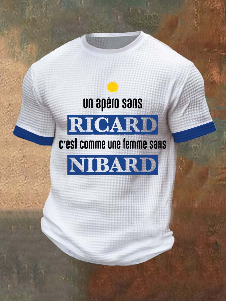 Homme Un Apero Sans Ricard C’est Comme Une Femme Sans Nibard Waffle Manches Courtes Blanc / S