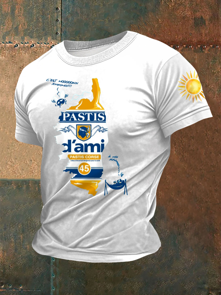 T-shirt à manches courtes imprimé alcool pour hommes Blanc / S