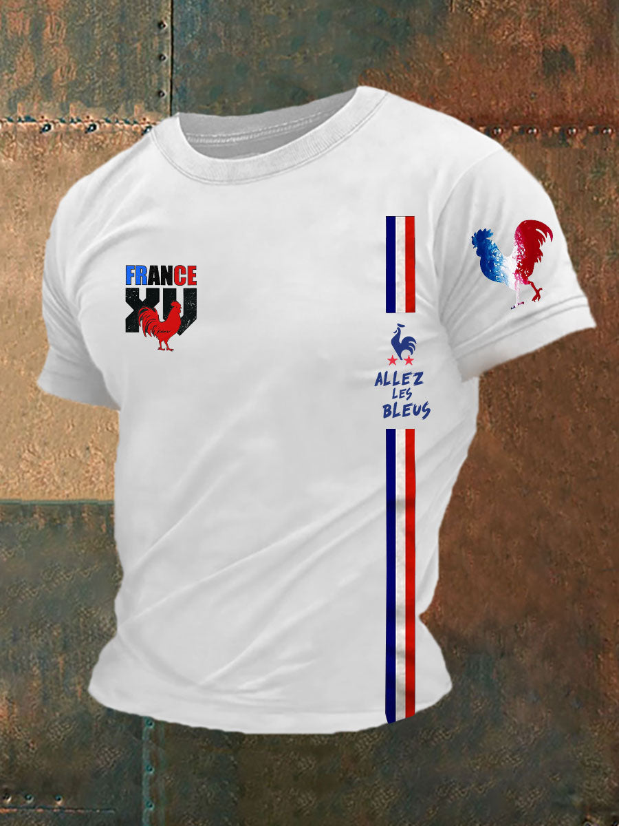 T-shirt imprimé France Allez Les Bleus Le Coq Gaulois pour homme Blanc / S