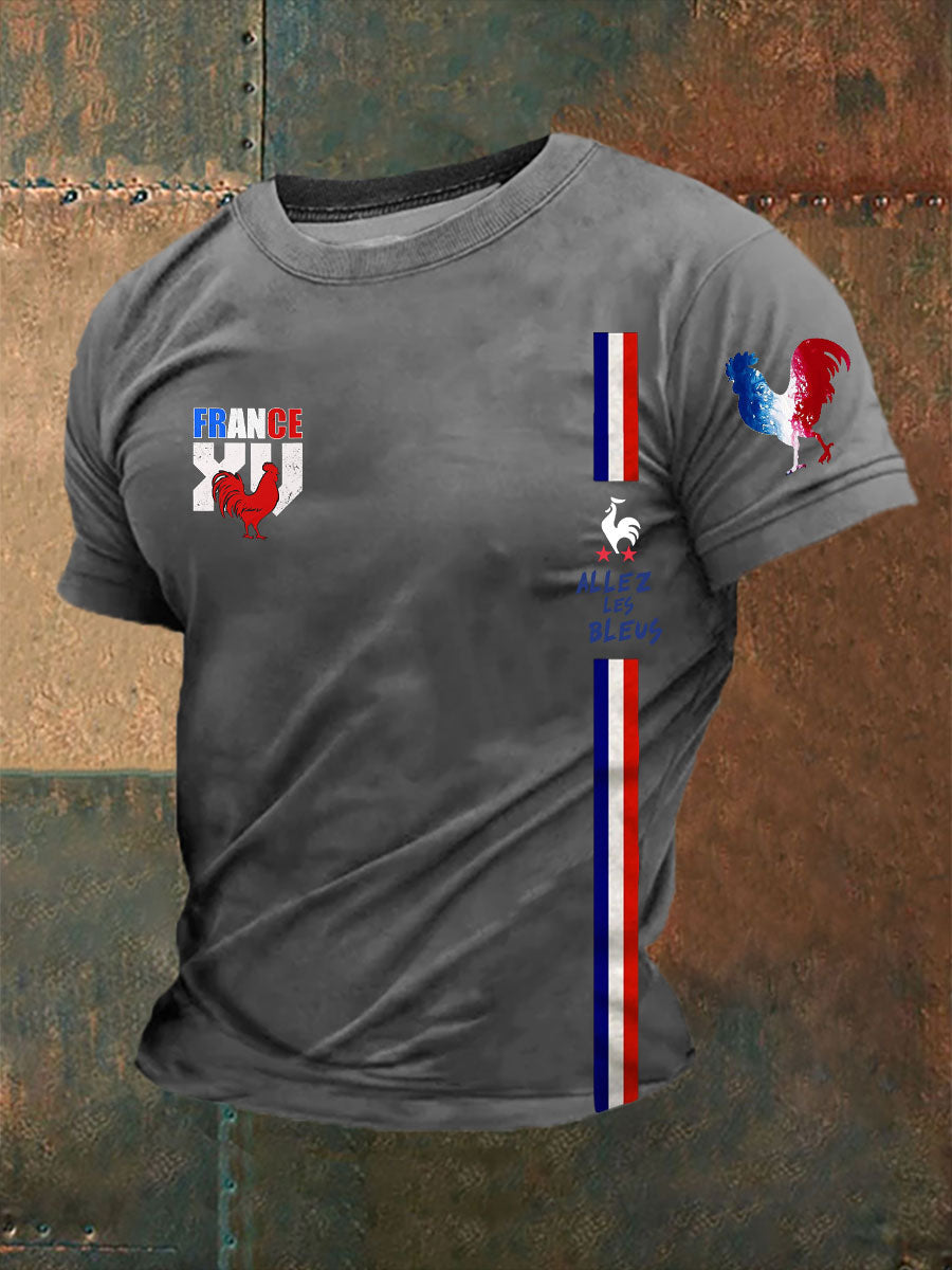 T-shirt imprimé France Allez Les Bleus Le Coq Gaulois pour homme Gris / S