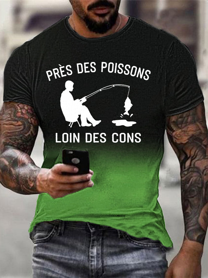 T-shirt manches courtes Près Des Poissons Loin Des Cons pour homme Vert / S