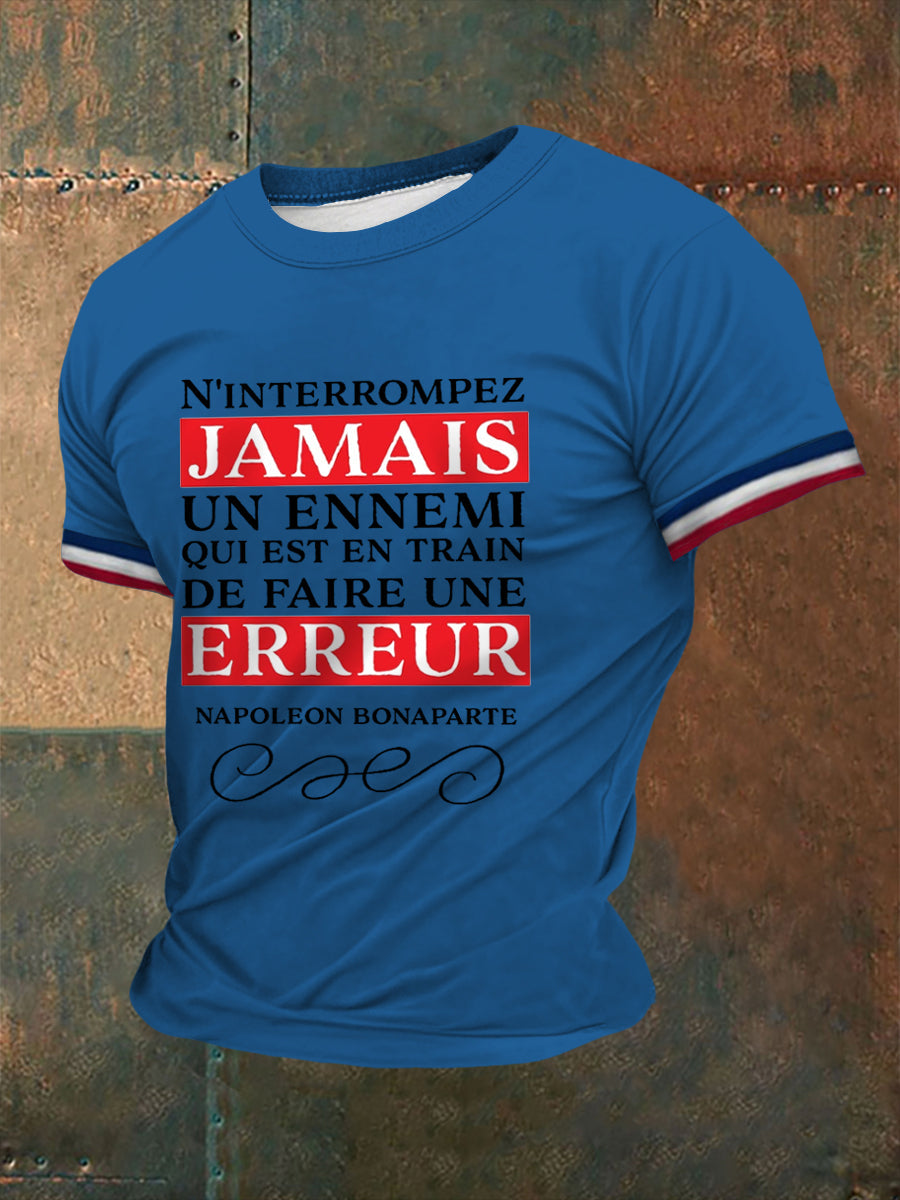 T-shirt Napoléon French Quote imprimé à manches courtes Homme Bleu / S