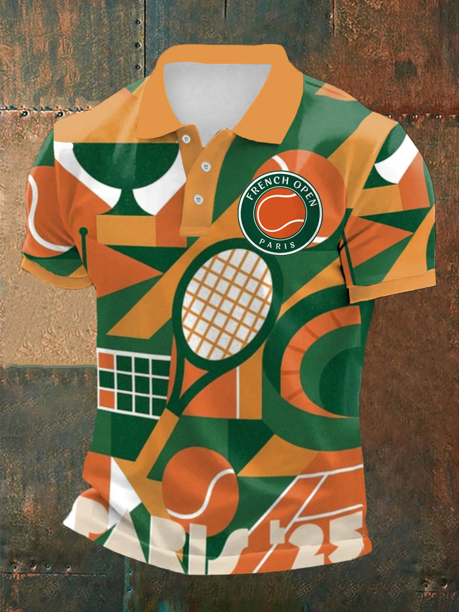 Polo à manches courtes pour homme French open 2025 Tennis Printed comme image / S
