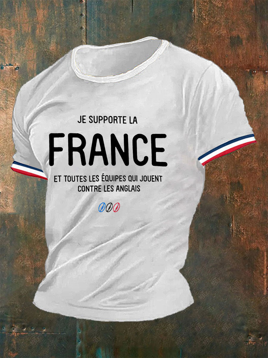T-shirt manches courtes Je Supporte La France Homme Blanc / S