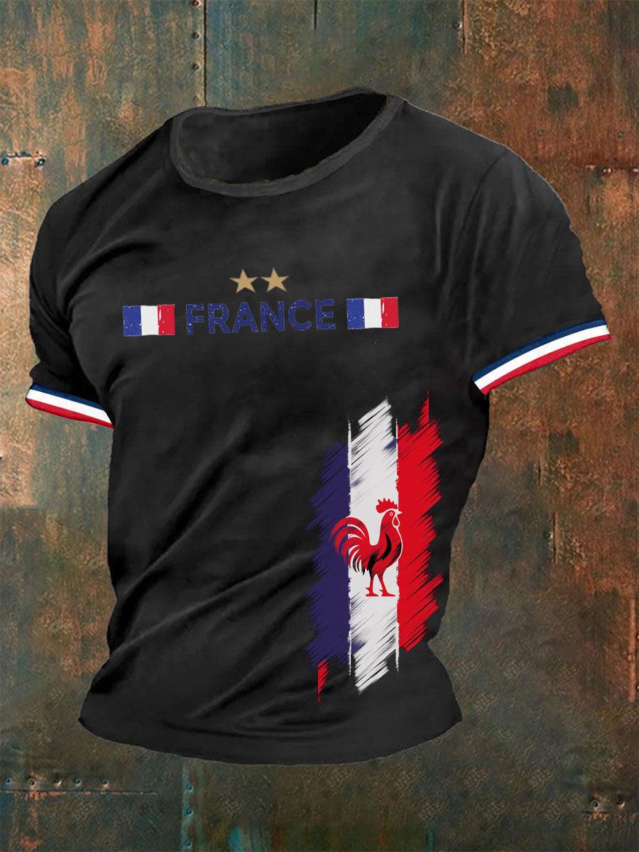 T-shirt imprimé France Le Coq Gaulois Homme Noir / S