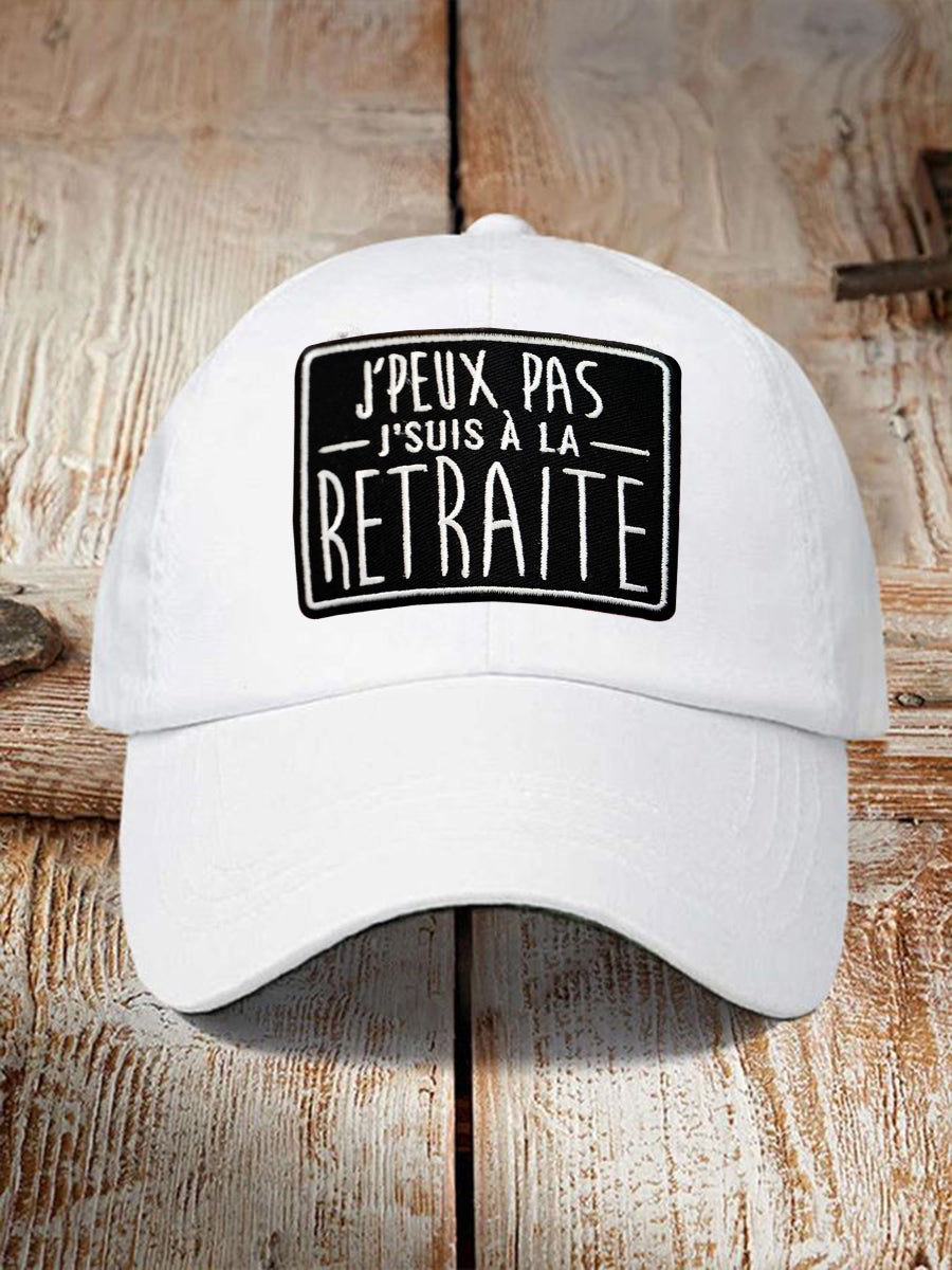 Chapeau à imprimé Je Peux Pas J’suis A La Retraite Unisexe blanc / JM