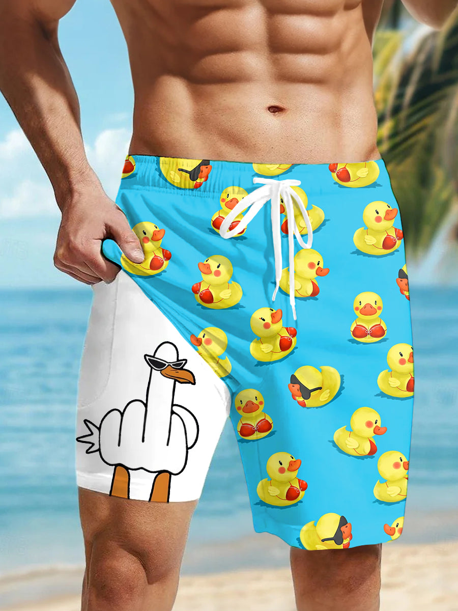 Short à séchage rapide doublé imprimé de style de vacances pour hommes