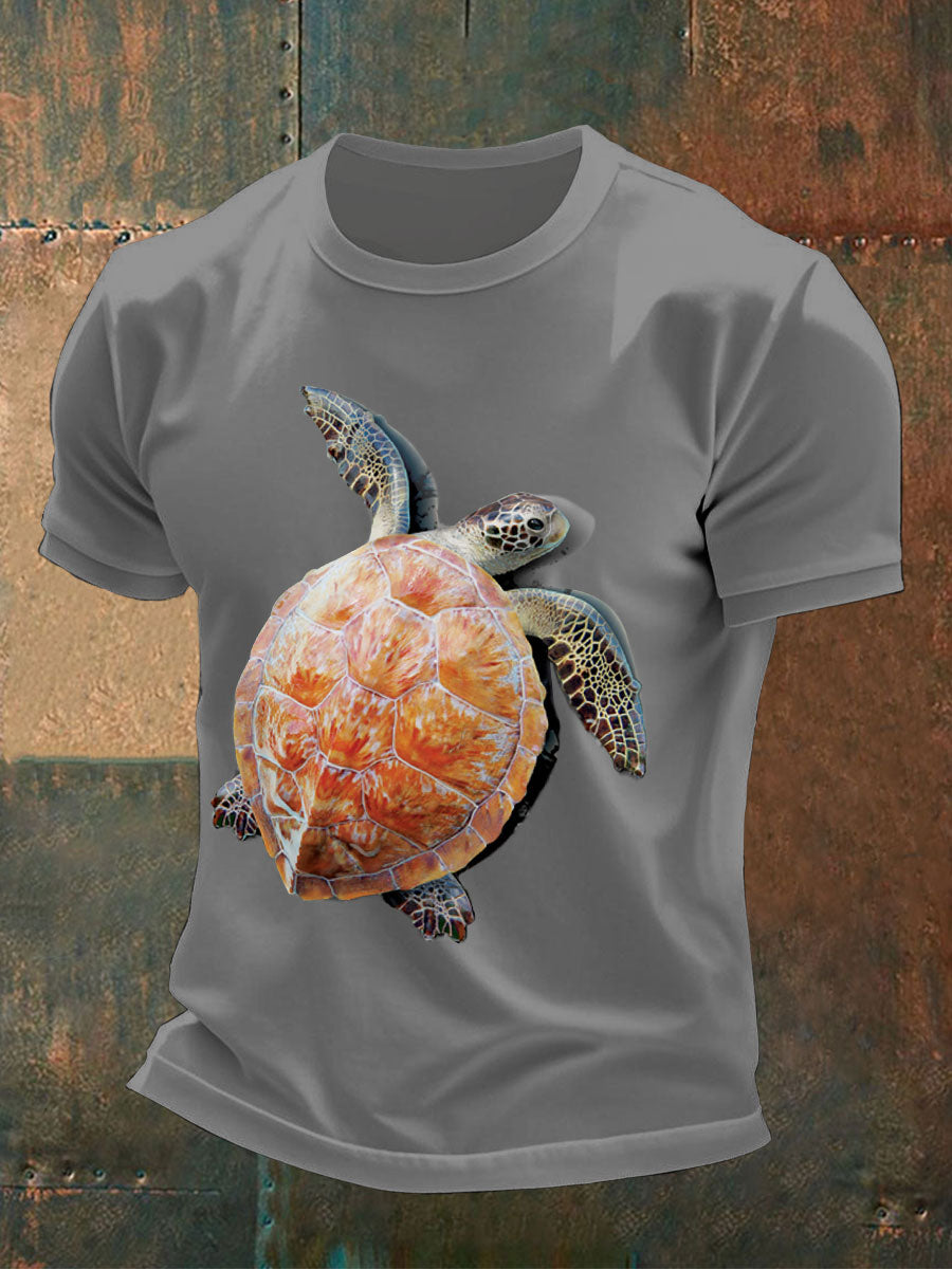 Tee shirts fun turtle print pour homme