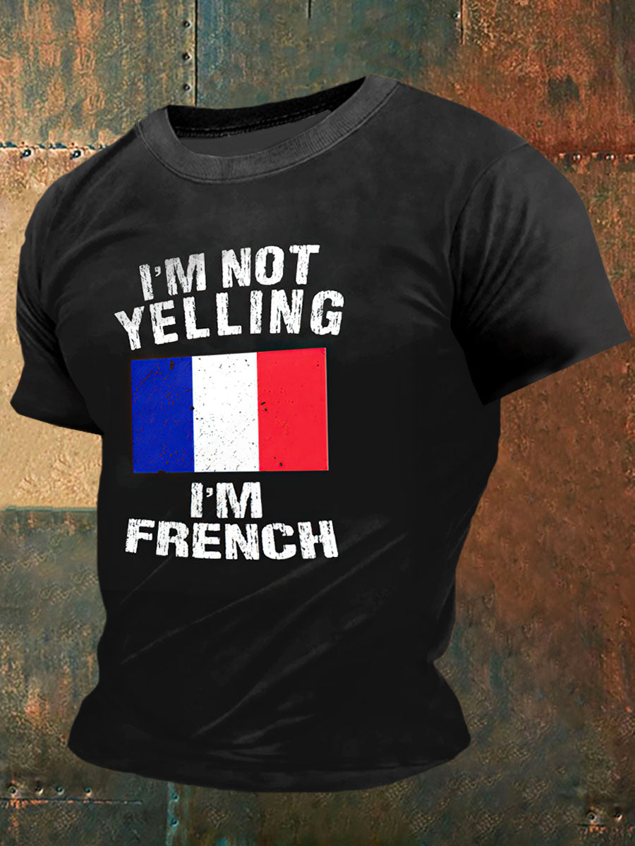 Je ne crie pas je suis Franch Imprimer T-shirt à manches courtes de mode vintage