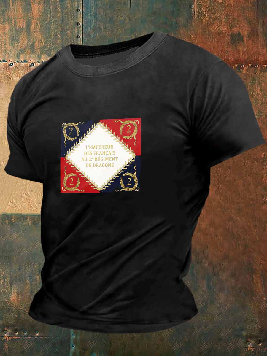 T-shirt à manches courtes France Print Vintage Fashion pour hommes