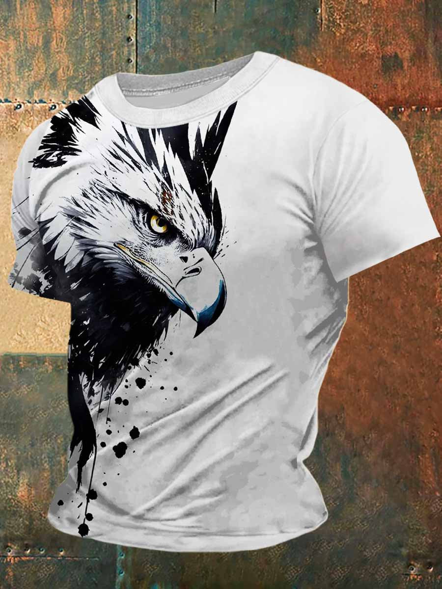 Eagle Print Vintage Fashion T-shirt à manches courtes pour hommes