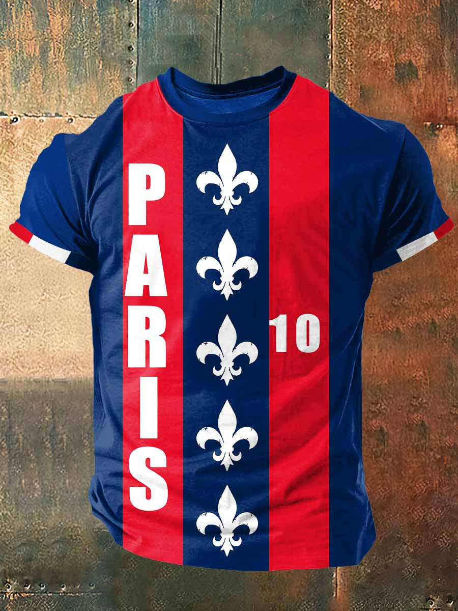Paris Print Vintage Fashion T-shirt à manches courtes pour hommes
