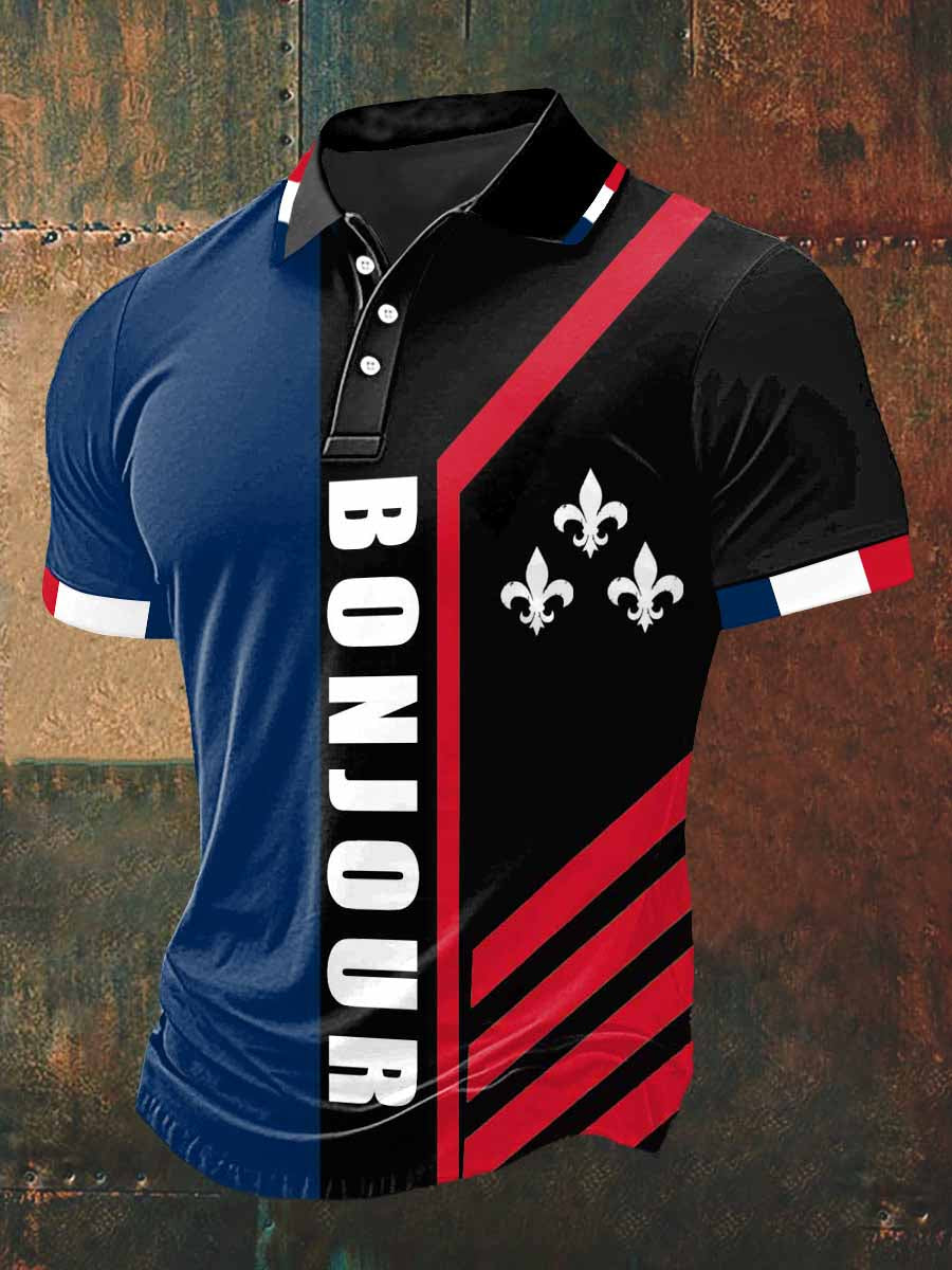 T-shirt à manches courtes col polo décontracté pour hommes