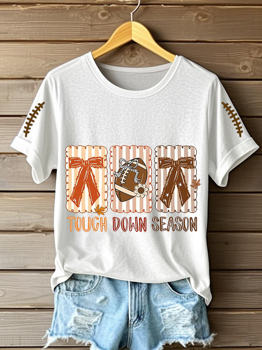 T-shirt à manches courtes Football Fall Touch Down Season pour femme