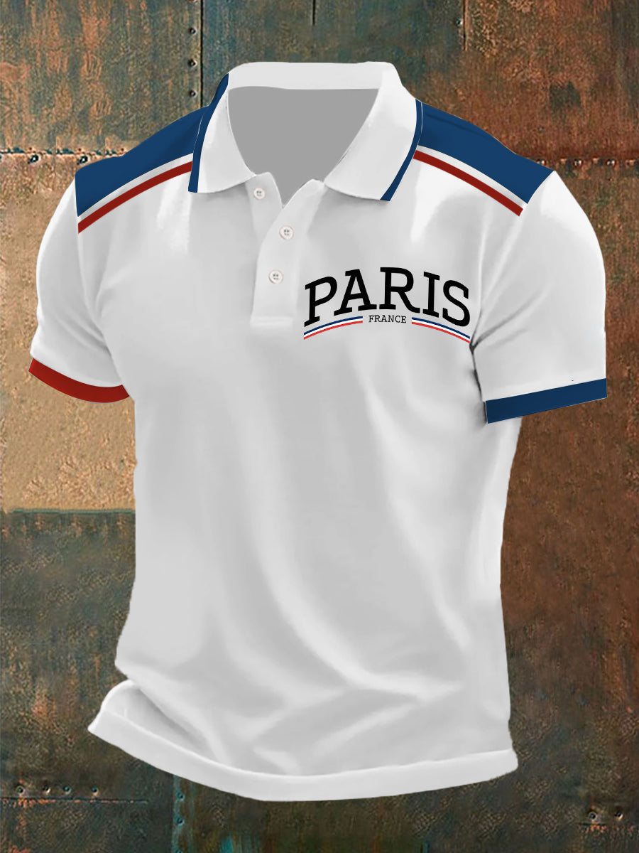 Polo à manches courtes imprimé French Vintage pour homme