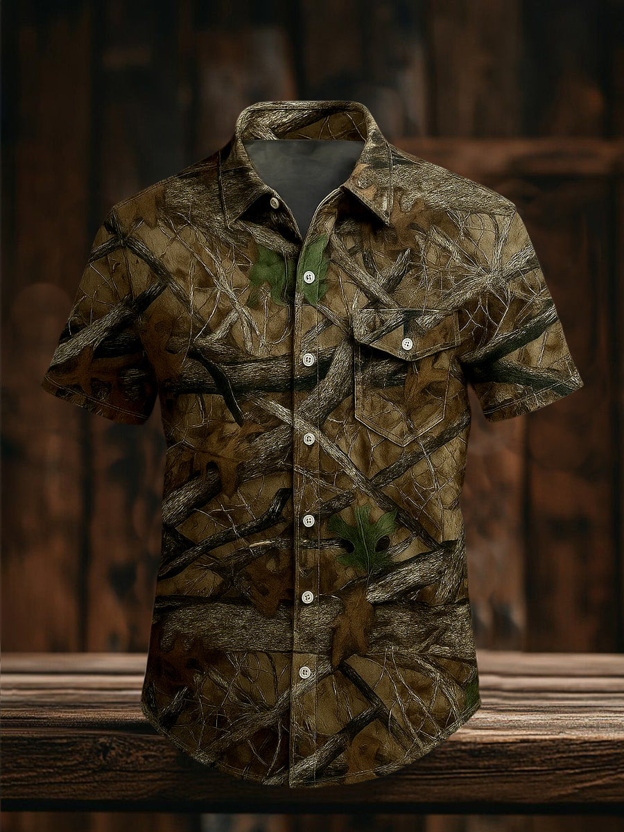 Retro Vacation Business Style Casual Chemise à manches courtes pour hommes