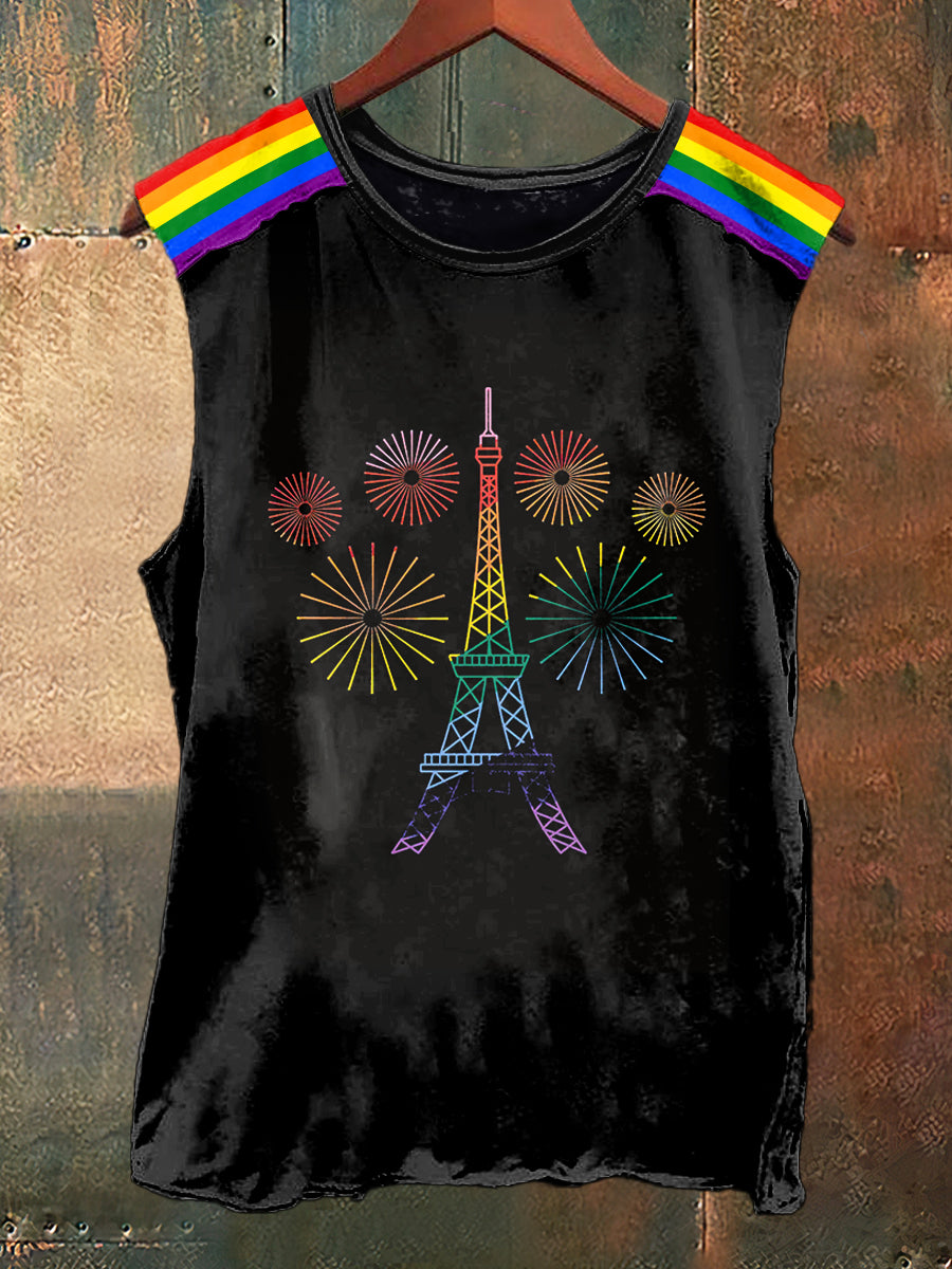 Fier Paris Print Vintage Fashion Débardeur sans manches pour hommes