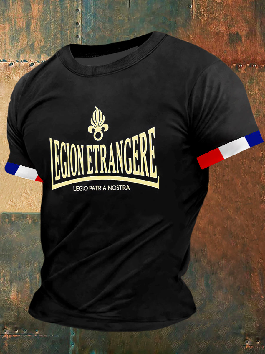 Legion Etrangere Print Vintage Fashion T-shirt à manches courtes pour hommes