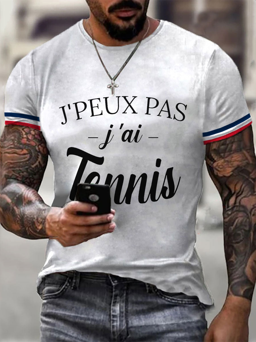 T-shirt décontracté imprimé tennis pour femmes