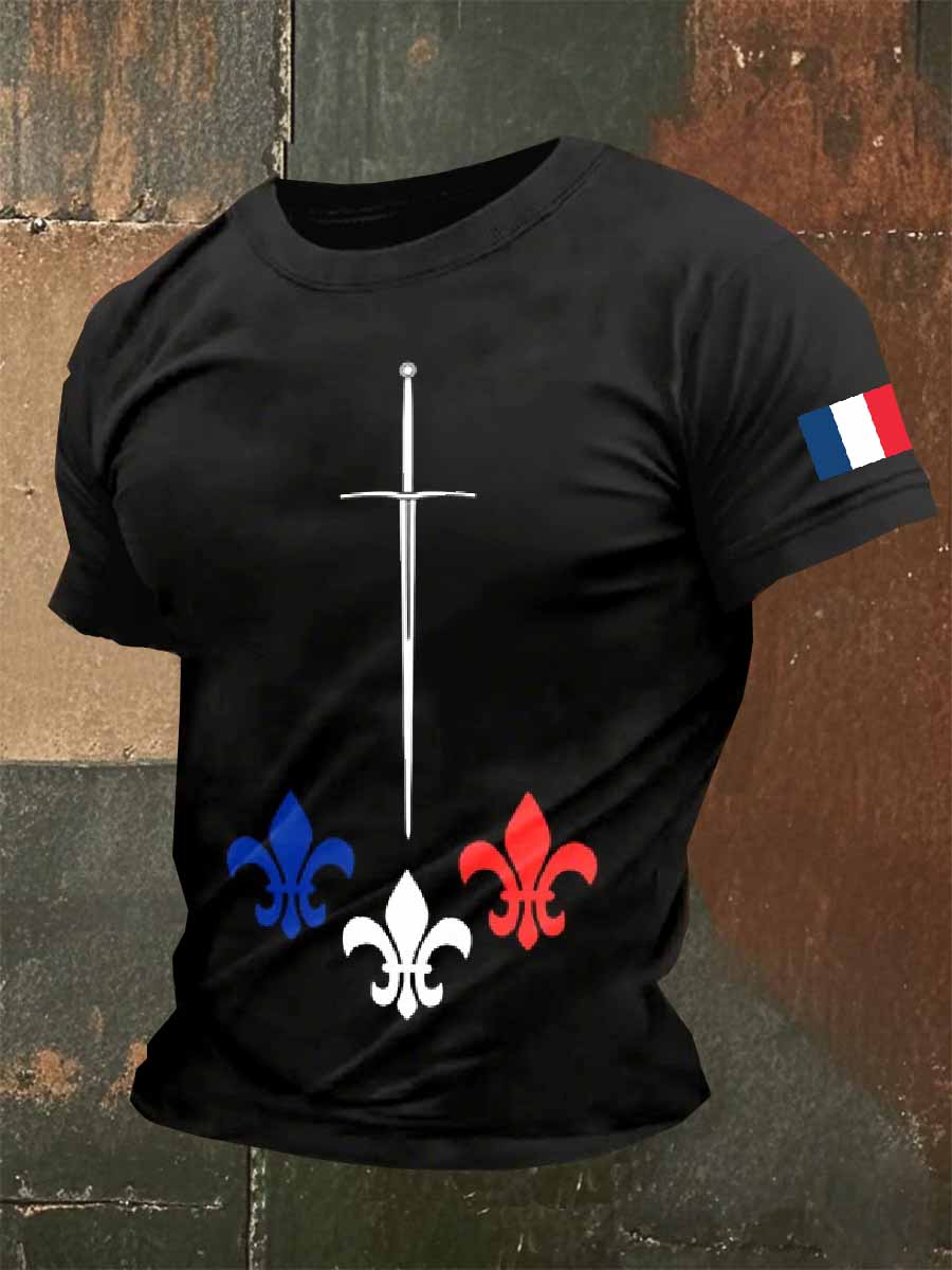 T-Shirt Décontracté À Imprimé Rétro Pour Homme